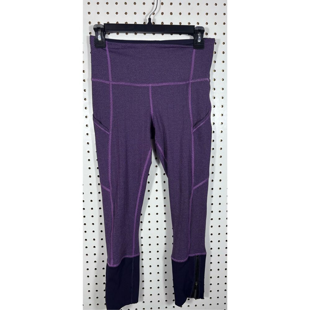 LULULEMON Rebel Runner Crop Herringbone Purple Leggings Size 6